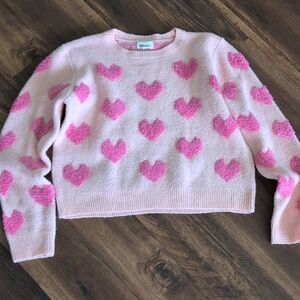 &Merci Pink Heart Pattern Sweater